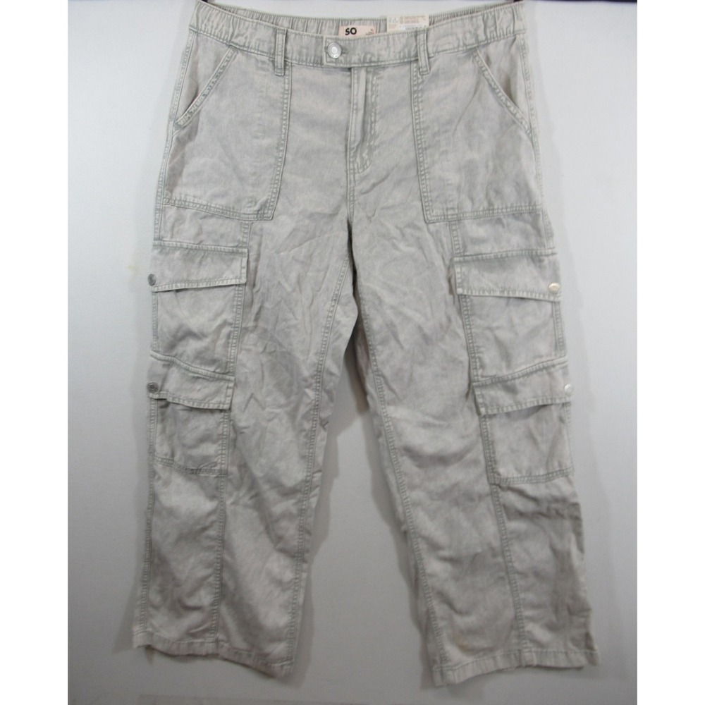 NEW SO Wide Leg Cargo Pants Junior XL Gray Low Rise